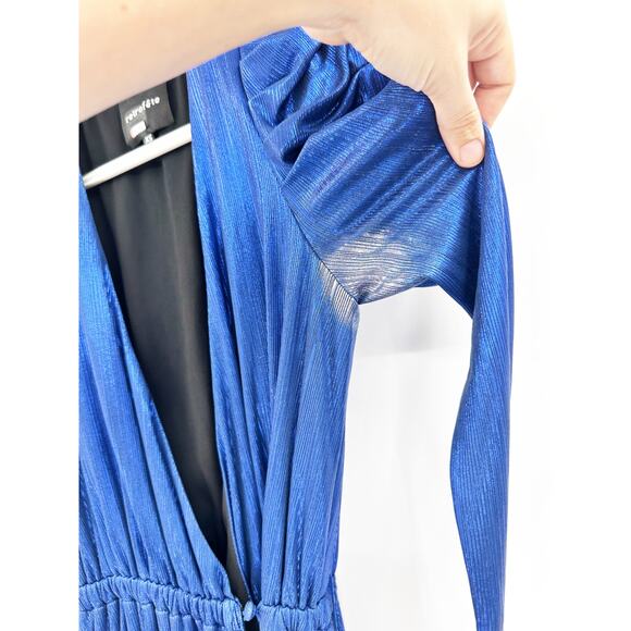 Retrofete Flora Royal Blue Maxi Wrap Dress XS FLAWED NO BELT - Picture 5 of 6